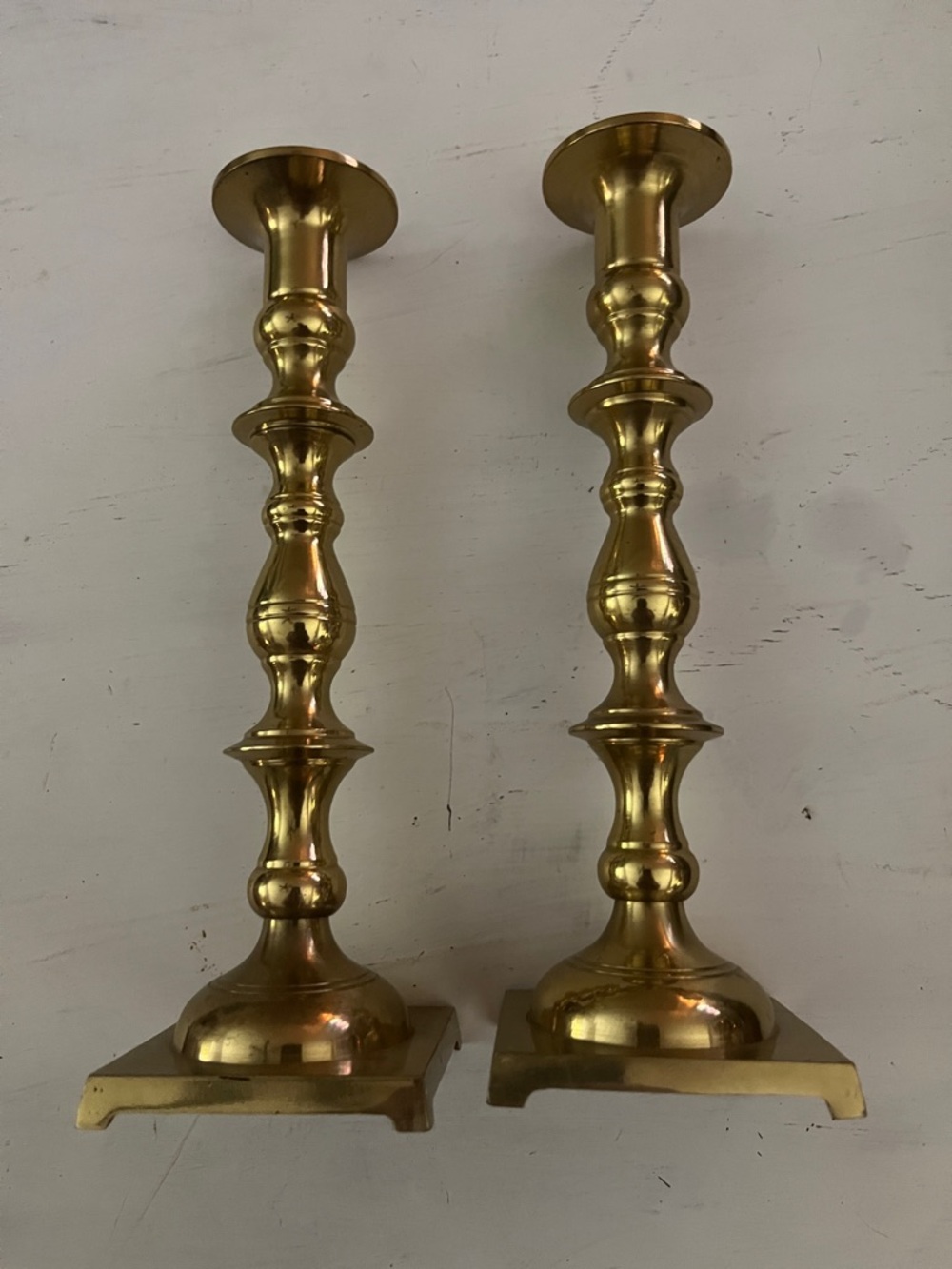 Brass Finish Taper Candle Holders - Pair